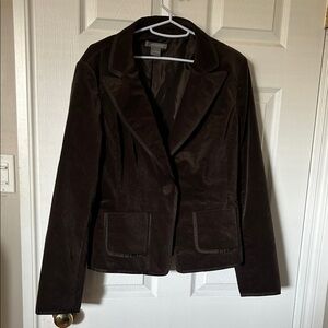 Ann Taylor Dark Brown Velvet Women's Blazer Size 8 Quiet Luxury On Trend Preppy